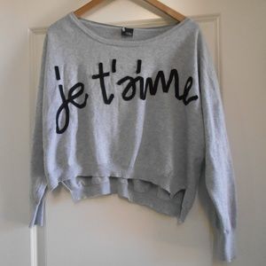 UO Sparkle & Fade Je t'aime sweater S EUC
